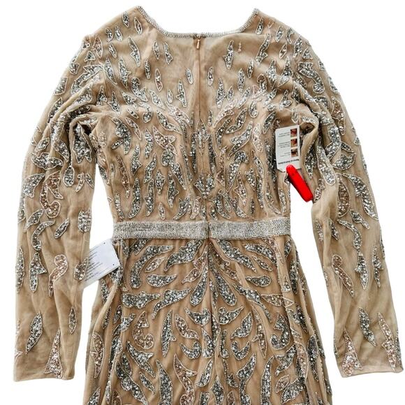 Mac Duggal #5124 Mocha Sequin Full Maxi Dress Size 4 NEW Wedding Party Prom - Picture 5 of 16